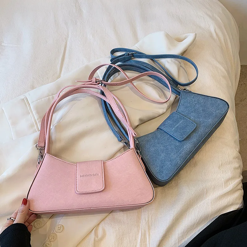 Small PU Leather Underarm Shoulder Bags for Women Designer Fashion Handbags Trend Ladies Solid Color Crossbody Bag