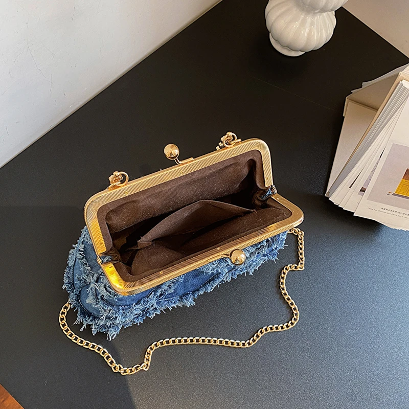 Small Denim Crossbody Bags with Short Handle for Women Designer Chinese Style Retro Travel Handbags and Purses