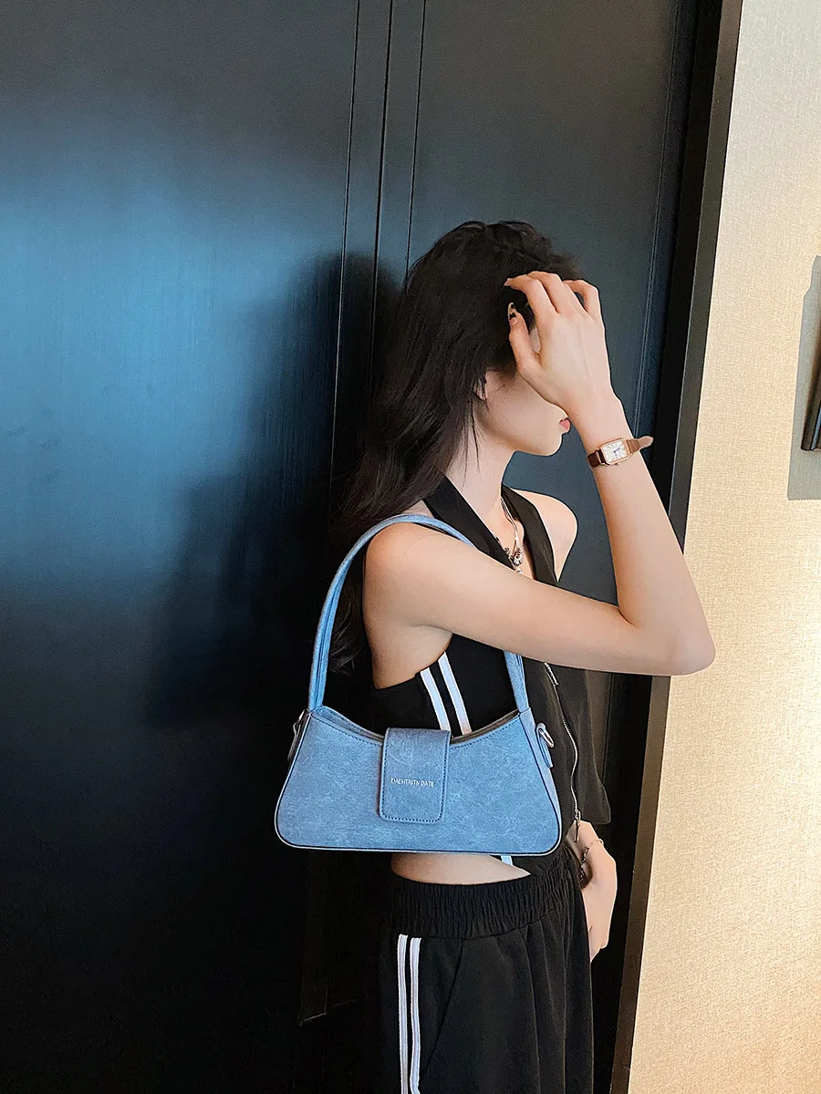 Small PU Leather Underarm Shoulder Bags for Women Designer Fashion Handbags Trend Ladies Solid Color Crossbody Bag