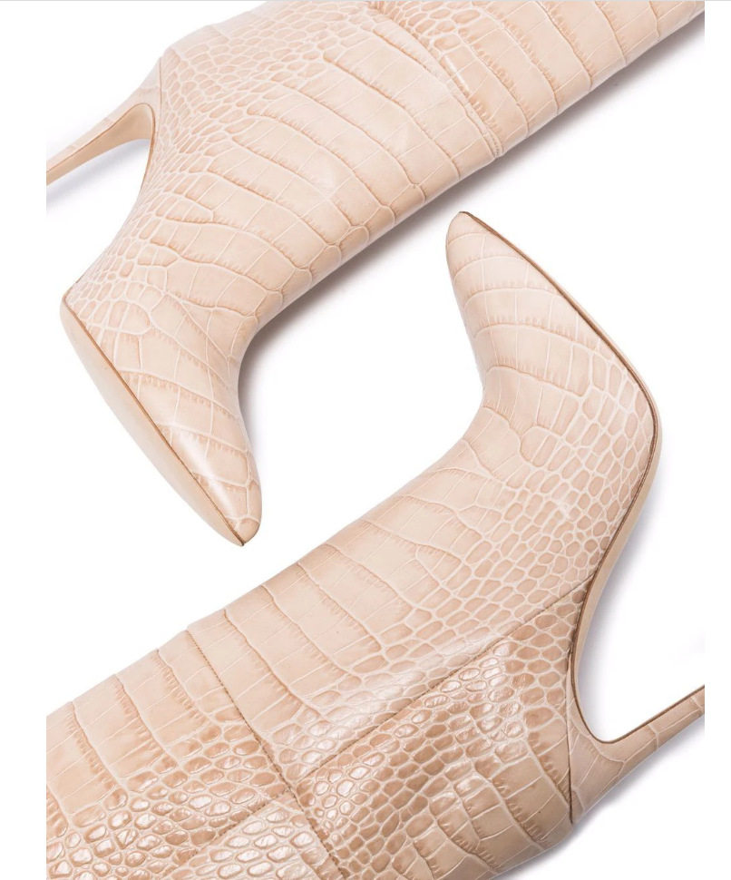 Women's High Boots Crocodile Print Slip-on Long Boots Women Sexy High Heels Designer Shoes Stiletto Concise Demonia Boots