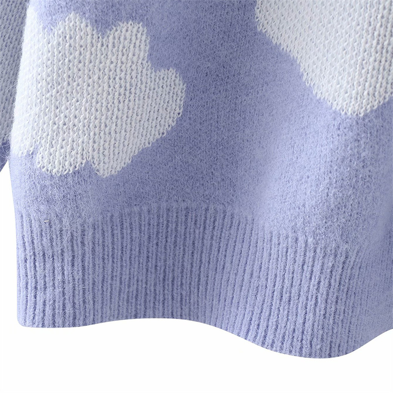 Women Single Breasted V Neck Knitwear Ladies Loose Vintage Sweater
