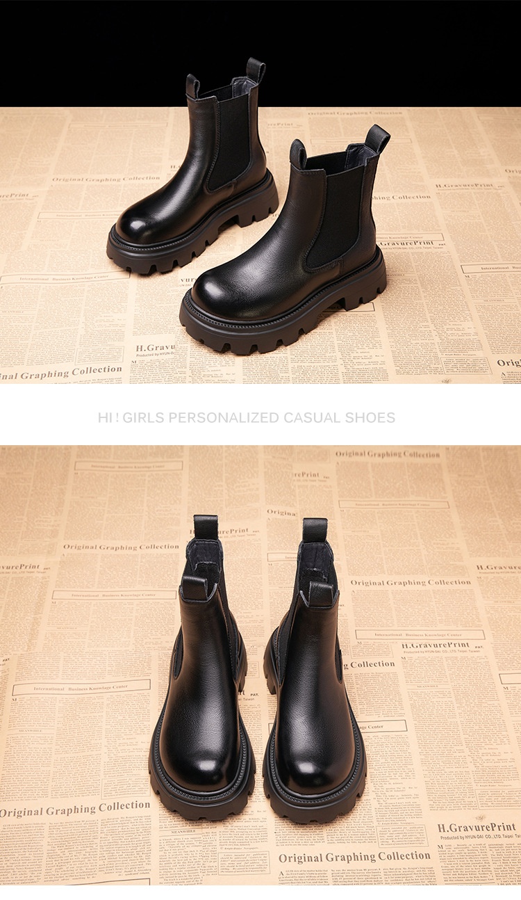 Height increasing short boots with plush chimney single boots