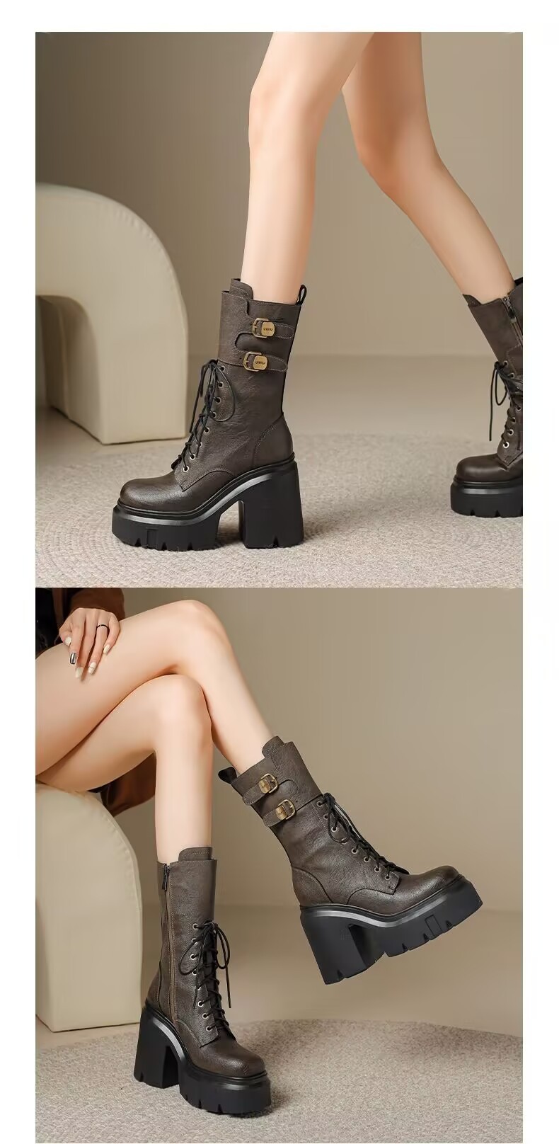 Women's Martin boots with thick sole and height increasing midsole