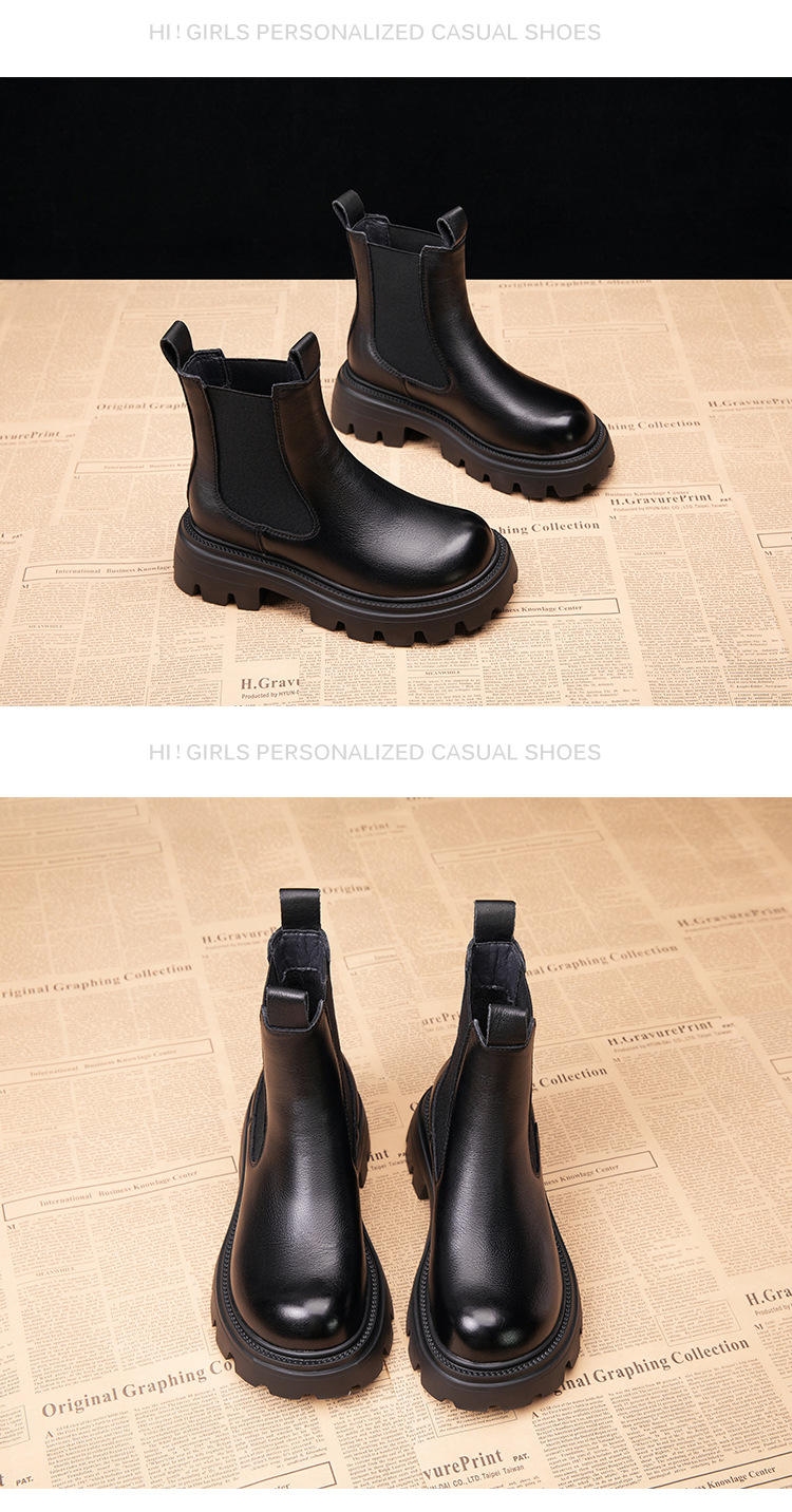 Height increasing short boots with plush chimney single boots