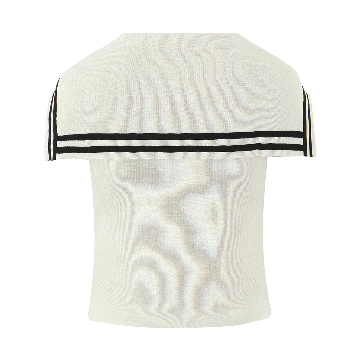 Fashionable slim fit contrasting retro navy neck knitted vest for women