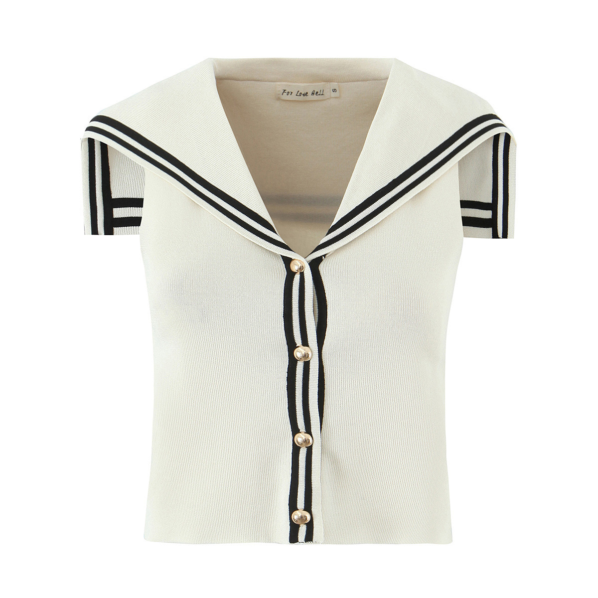Fashionable slim fit contrasting retro navy neck knitted vest for women