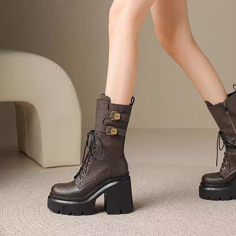 Women's Martin boots with thick sole and height increasing midsole