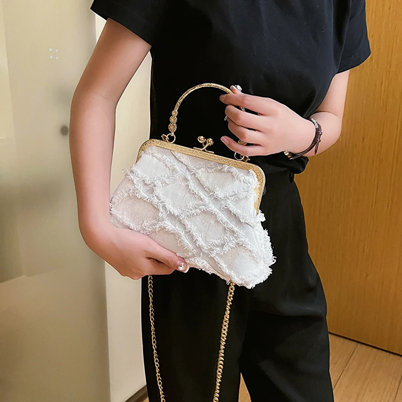 Small Denim Crossbody Bags with Short Handle for Women Designer Chinese Style Retro Travel Handbags and Purses