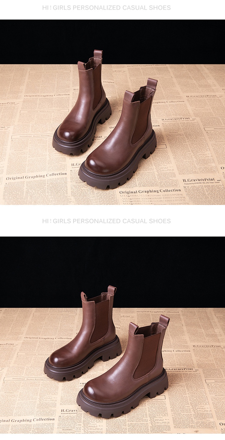 Height increasing short boots with plush chimney single boots